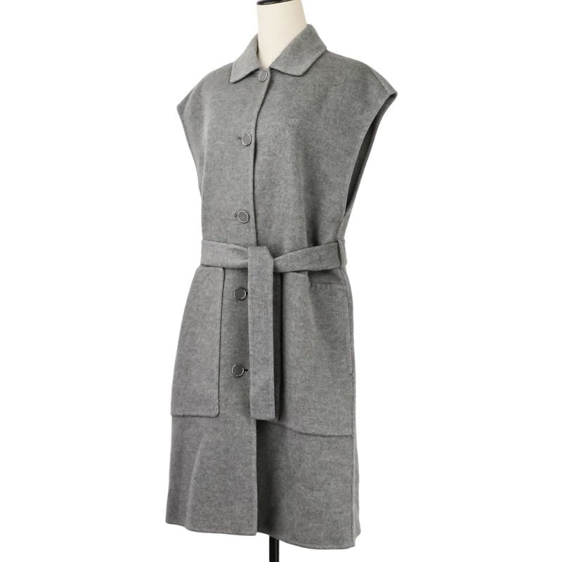 Hermes Cashmere Belted River Long Gilet Vest 38 Gray