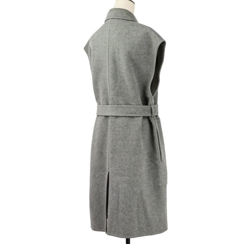 Hermes Cashmere Belted River Long Gilet Vest 38 Gray