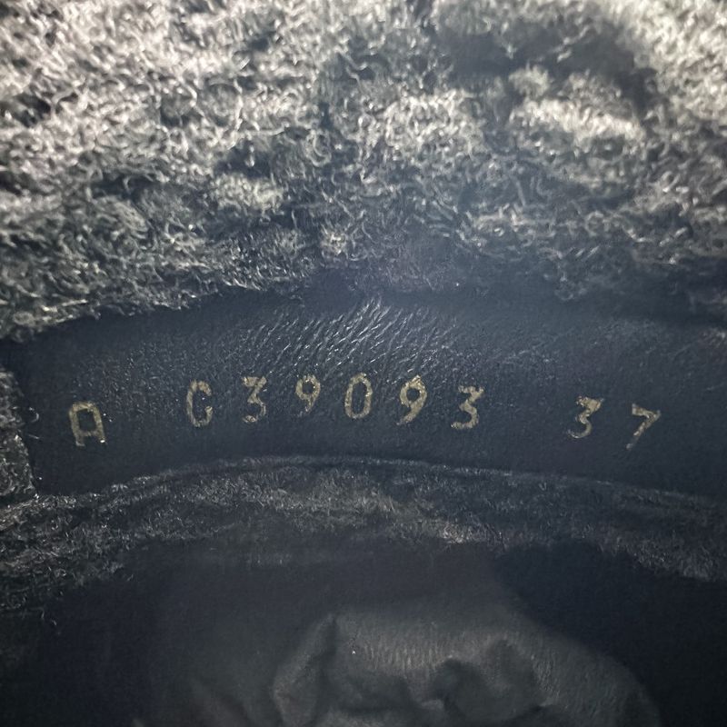 Chanel CC Logo Print Canvas Lamfa Short Boots 37 Black