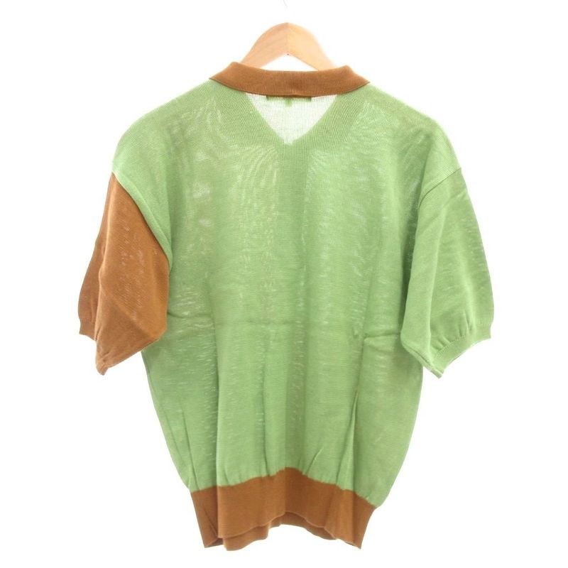 Balenciaga Sports Vintage Knit Polo Shirt Short Sleeve L Green Brown