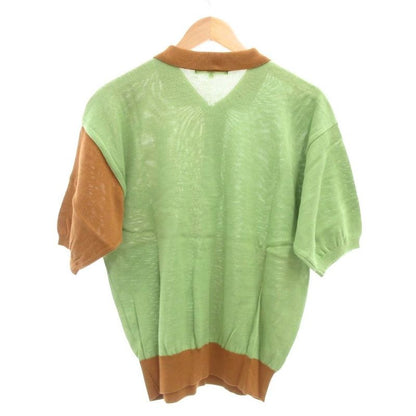 Balenciaga Sports Vintage Knit Polo Shirt Short Sleeve L Green Brown