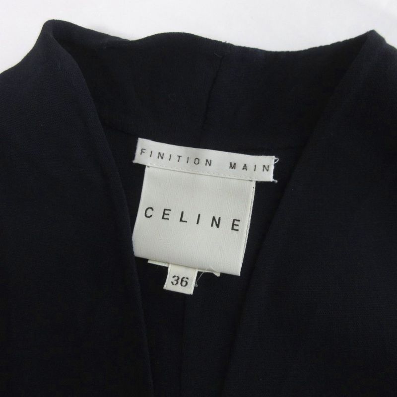 Celine Terrace Jacket Collarless Navy 36