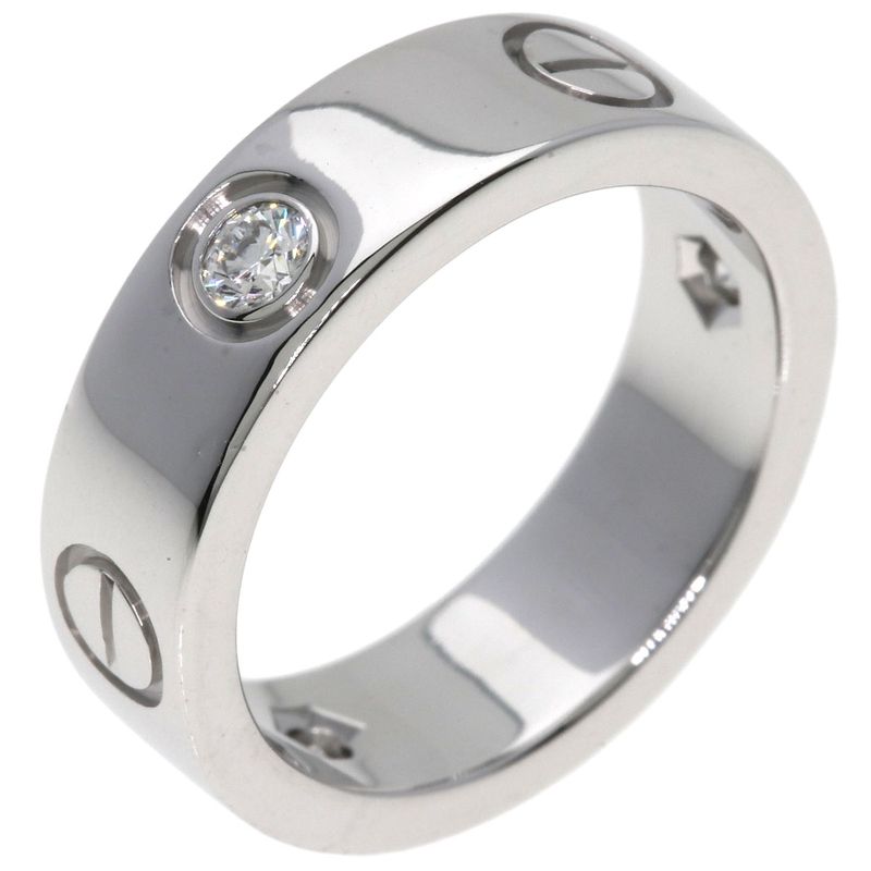 Cartier Love Ring Half Diamond 50 Ring 18K White Gold