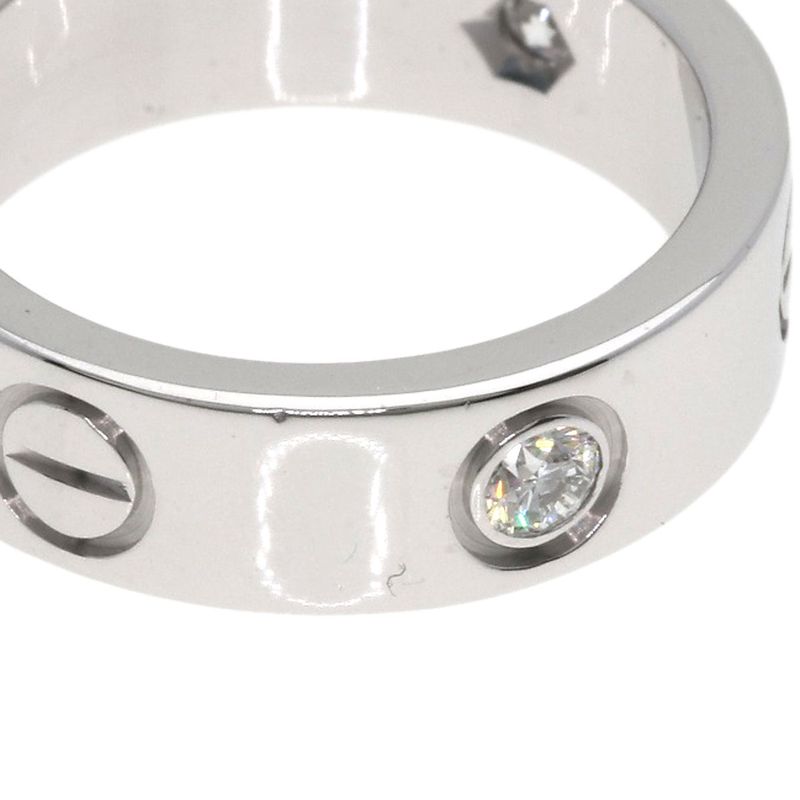 Cartier Love Ring Half Diamond 50 Ring 18K White Gold