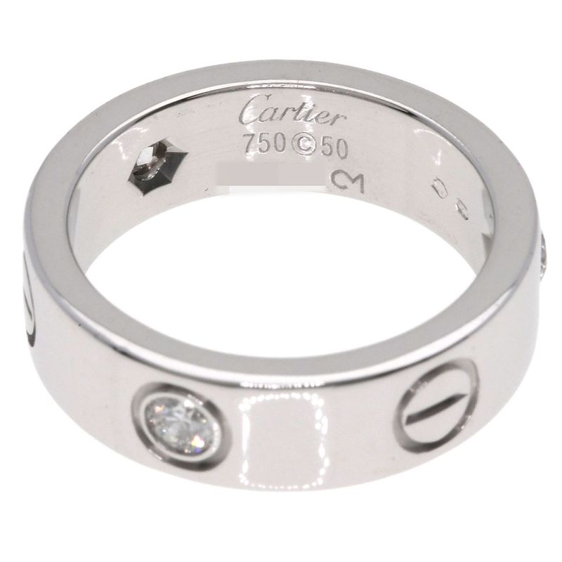 Cartier Love Ring Half Diamond 50 Ring 18K White Gold