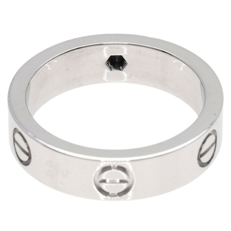 Cartier Love Ring Black Saffiano 59 Ring 18K White Gold