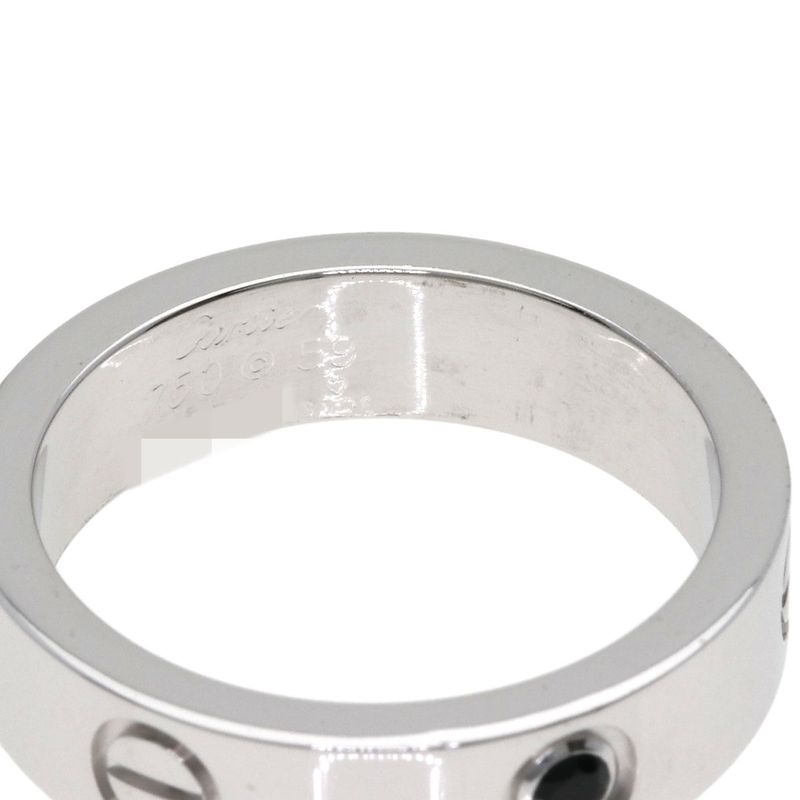 Cartier Love Ring Black Saffiano 59 Ring 18K White Gold