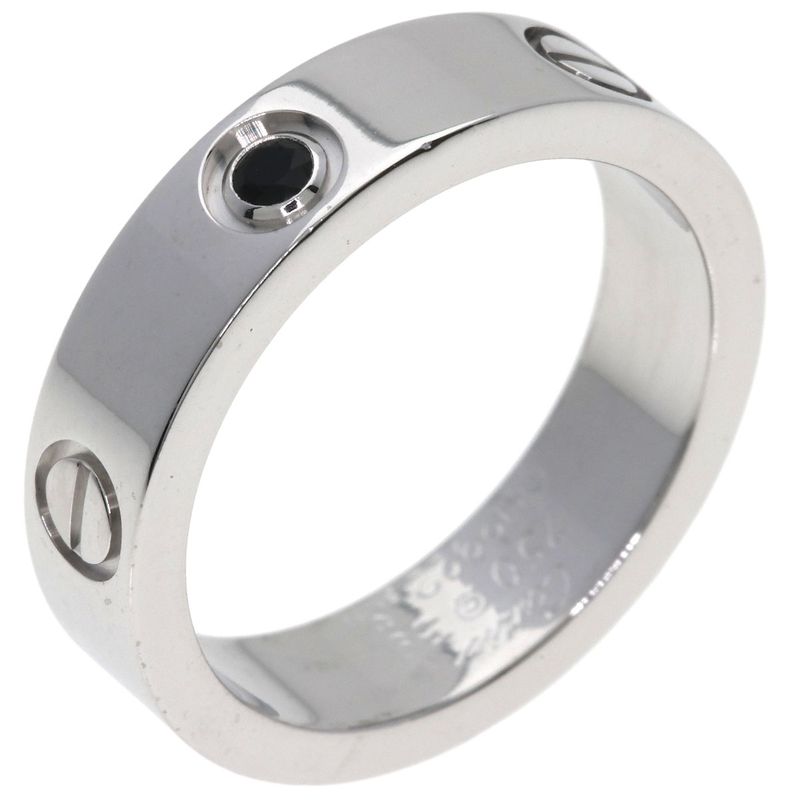 Cartier Love Ring Black Saffiano 59 Ring 18K White Gold
