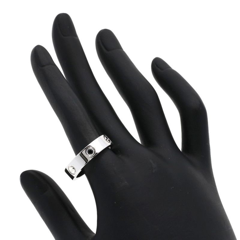 Cartier Love Ring Black Saffiano 59 Ring 18K White Gold