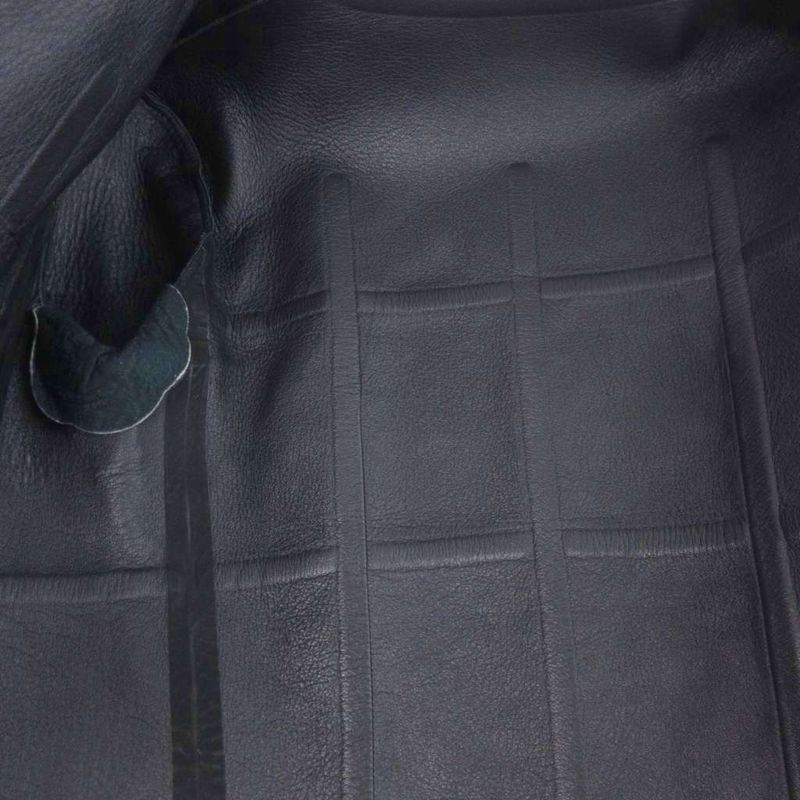 Fendi Leather Rider's Jacket Plaid Pattern Black 38