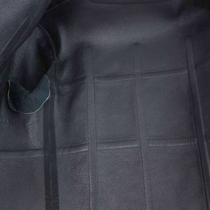 Fendi Leather Rider's Jacket Plaid Pattern Black 38