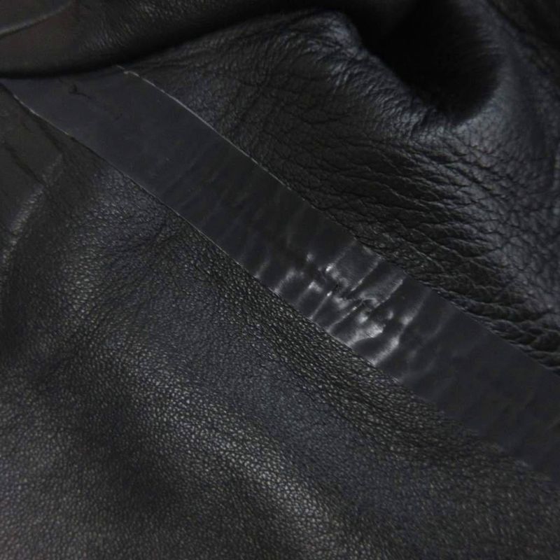 Fendi Leather Rider's Jacket Plaid Pattern Black 38