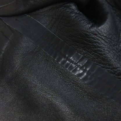 Fendi Leather Rider's Jacket Plaid Pattern Black 38