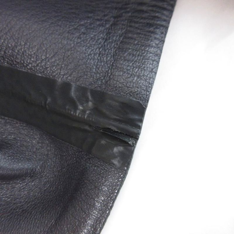 Fendi Leather Rider's Jacket Plaid Pattern Black 38