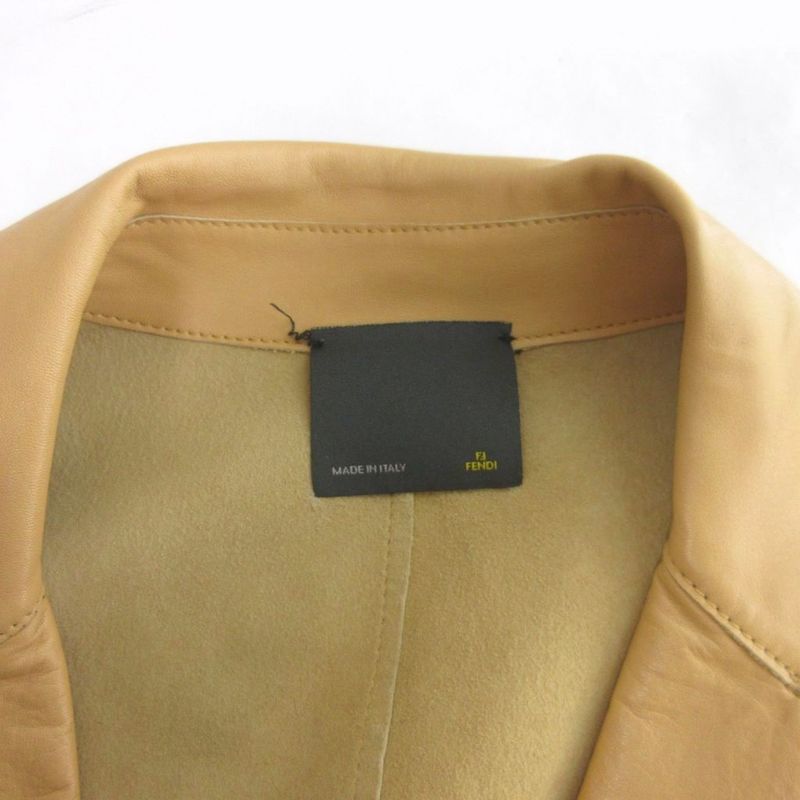 Fendi Leather Tailored Jacket Lamb Beige 38