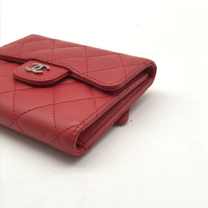 Chanel CC Logo Lambskin Quilted Mini Bifold Wallet Red