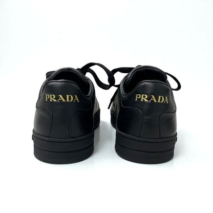 Prada Sneakers Shoes Leather Black Gold Triangle Logo