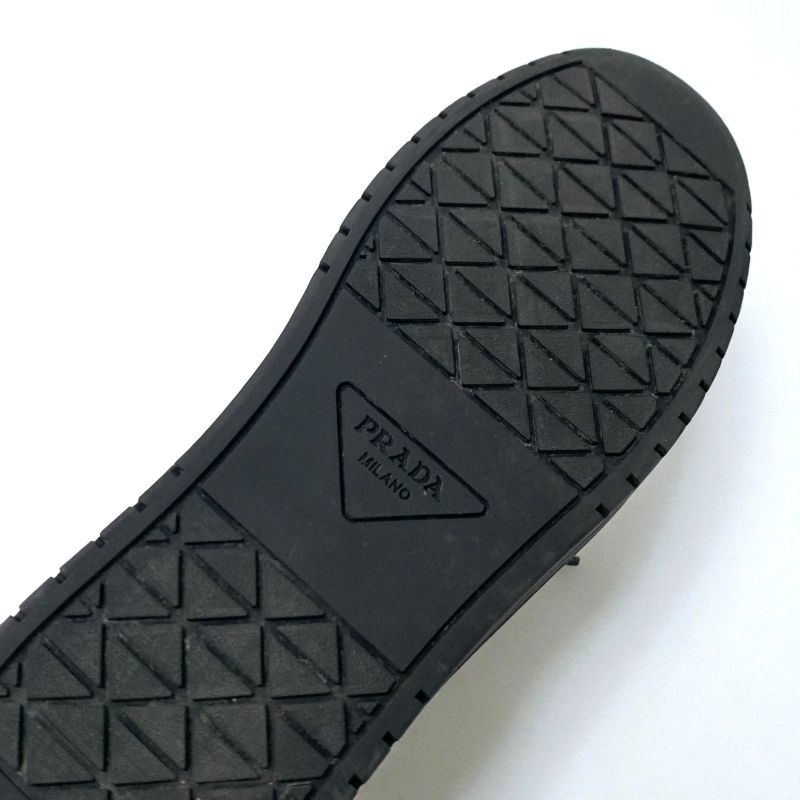 Prada Sneakers Shoes Leather Black Gold Triangle Logo