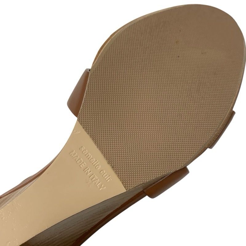 Hermes Legend Sandals Shoes Leather Brown Ankle Strap Wedge Sole