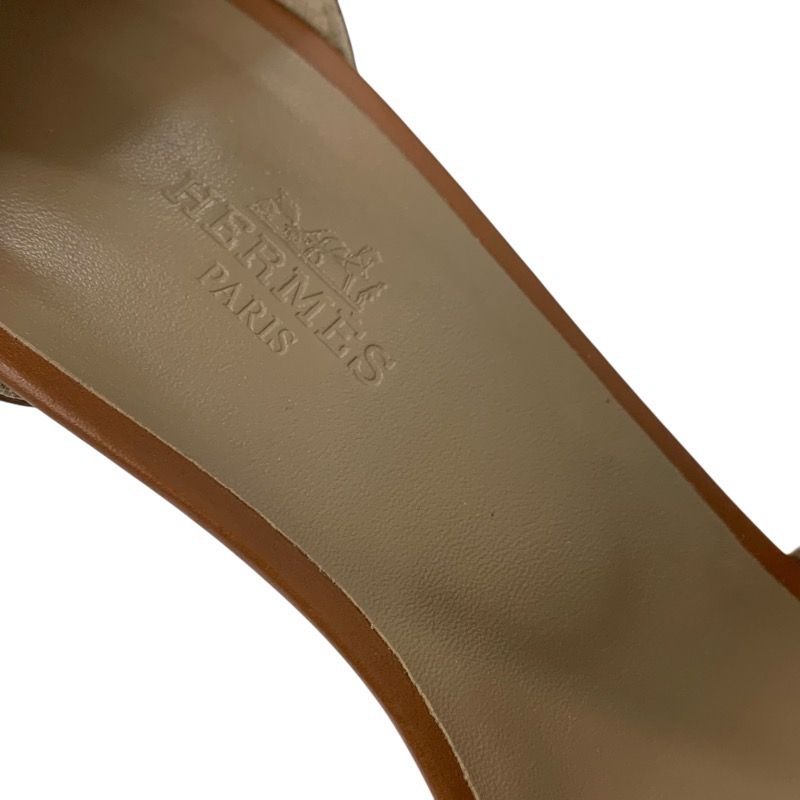 Hermes Legend Sandals Shoes Leather Brown Ankle Strap Wedge Sole