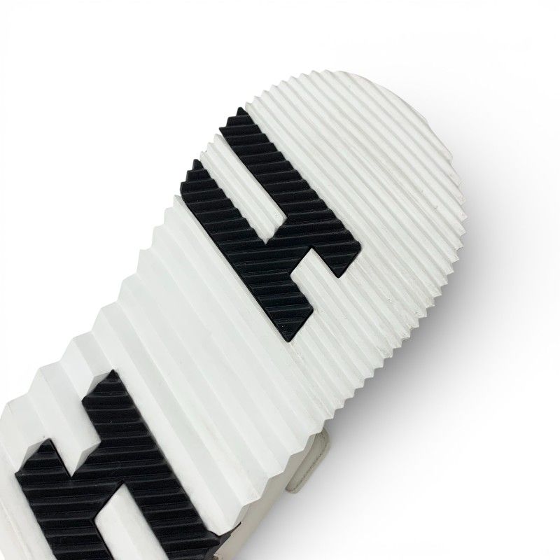 Hermes Junior Sandals Shoes Leather White Black Logo Velcro