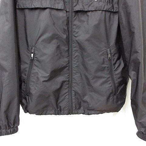 Prada Jacket Nylon Jacket Hood Zip Up Logo Black 48