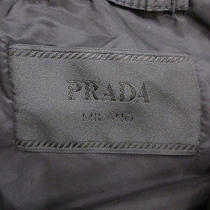 Prada Jacket Nylon Jacket Hood Zip Up Logo Black 48