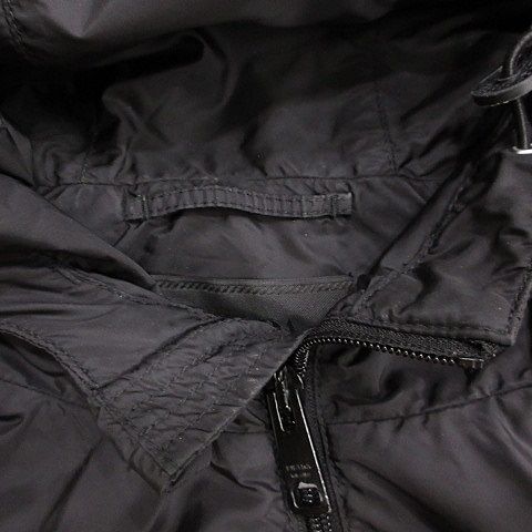 Prada Jacket Nylon Jacket Hood Zip Up Logo Black 48