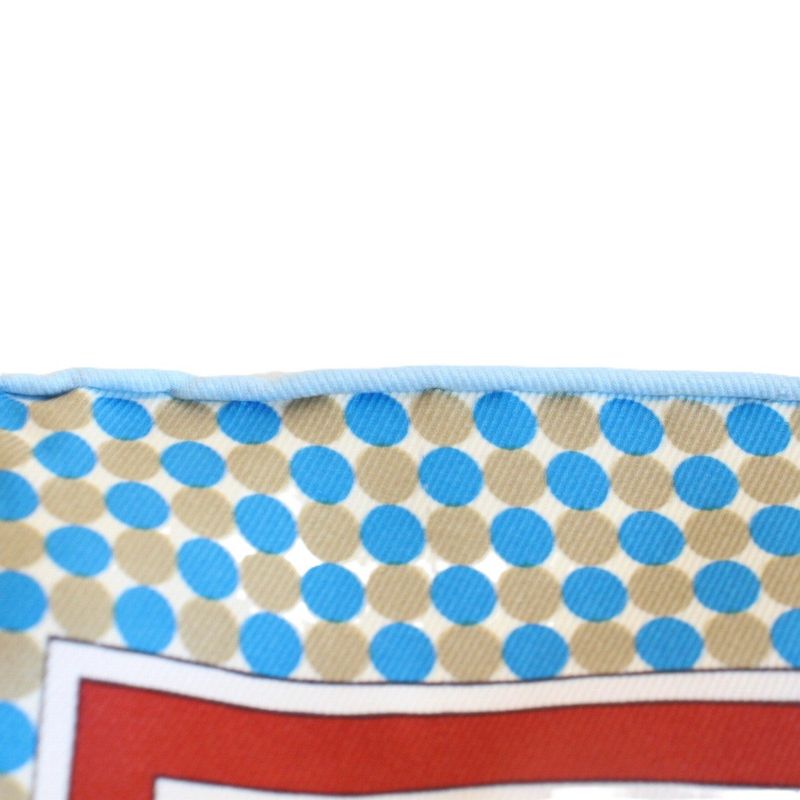 Hermes Carre 70 Scarf Carrick a Pompe Horse Tack Pattern Silk Blue Beige