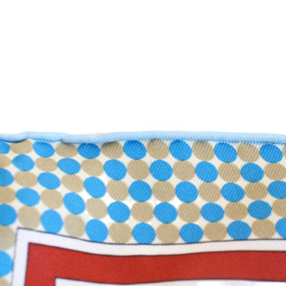 Hermes Carre 70 Scarf Carrick a Pompe Horse Tack Pattern Silk Blue Beige