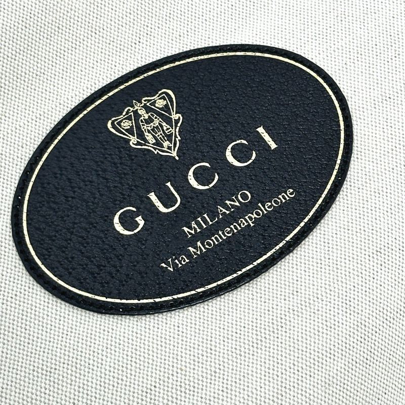 Gucci Handbag Cles Strogo Canvas Leather Beige Black