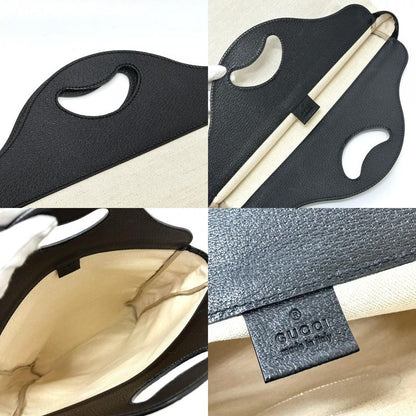 Gucci Handbag Cles Strogo Canvas Leather Beige Black