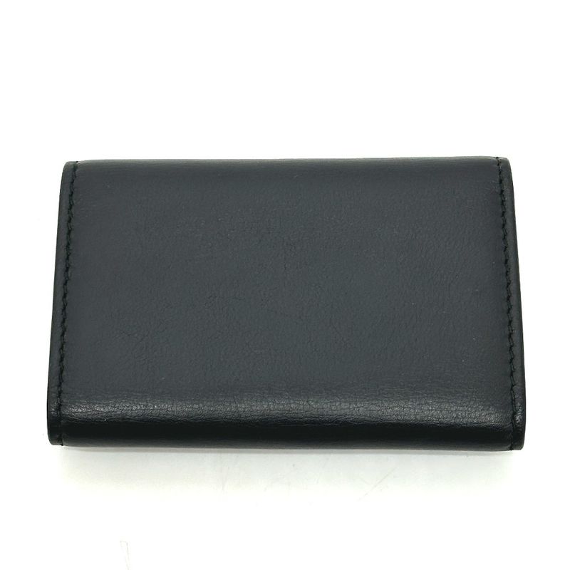 Gucci Key Case Embossed Logo Leather Black