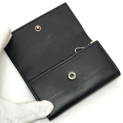 Gucci Key Case Embossed Logo Leather Black