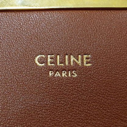 Celine Shoulder Bag Teen Triomphe Canvas White Brown Mini