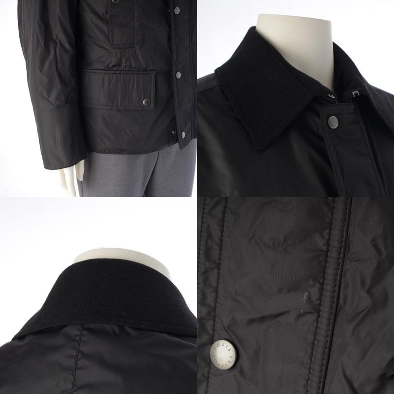 Louis Vuitton Nylon Wool Liner Double Zip Jacket Black 46