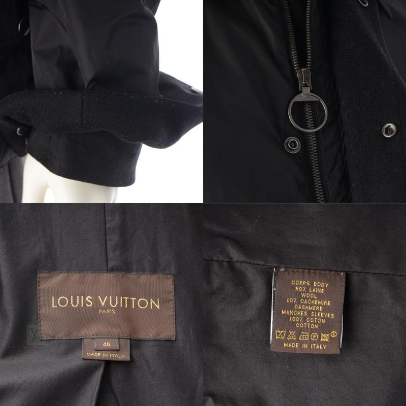 Louis Vuitton Nylon Wool Liner Double Zip Jacket Black 46