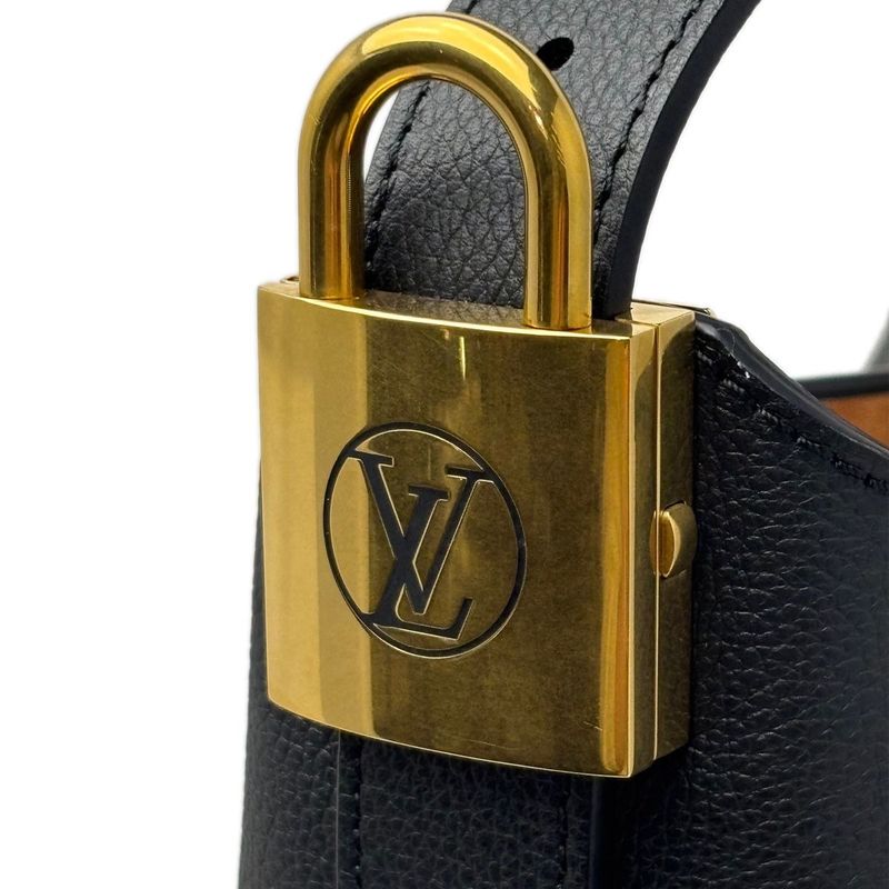 Louis Vuitton Leather Shoulder Low Key Hobo PM Black Gold