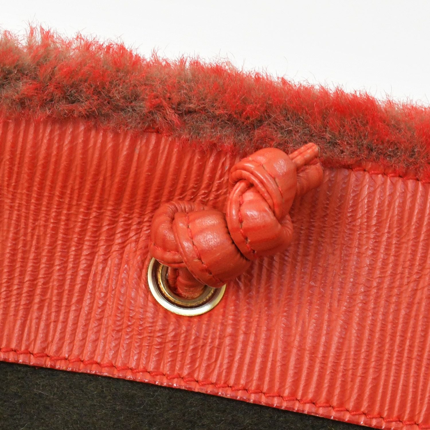 Fendi Tote Bag Rabbit Fur Leather Red Gold — view 8