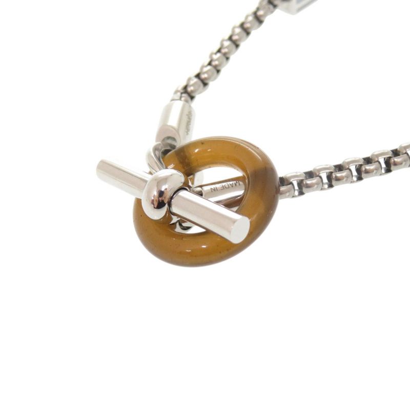 Hermes Merimelo Metal Buffalo Horn Silver Necklace