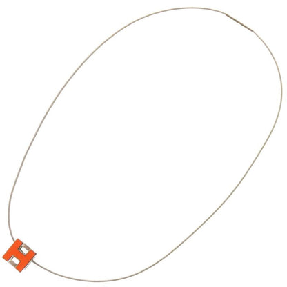 Hermes Cage Ash Cube Metal Orange Necklace