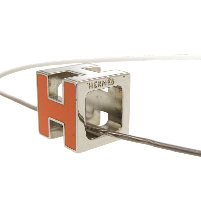 Hermes Cage Ash Cube Metal Orange Necklace