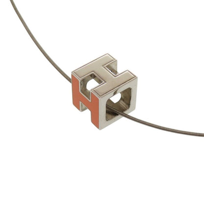Hermes Cage Ash Cube Metal Orange Necklace