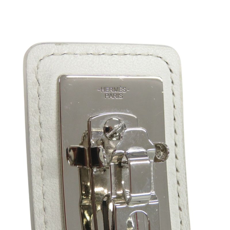 Hermes Manufacture de Boucleries Silver Leather Rouge Red Hair Clip