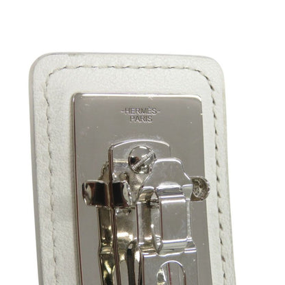 Hermes Manufacture de Boucleries Silver Leather Rouge Red Hair Clip