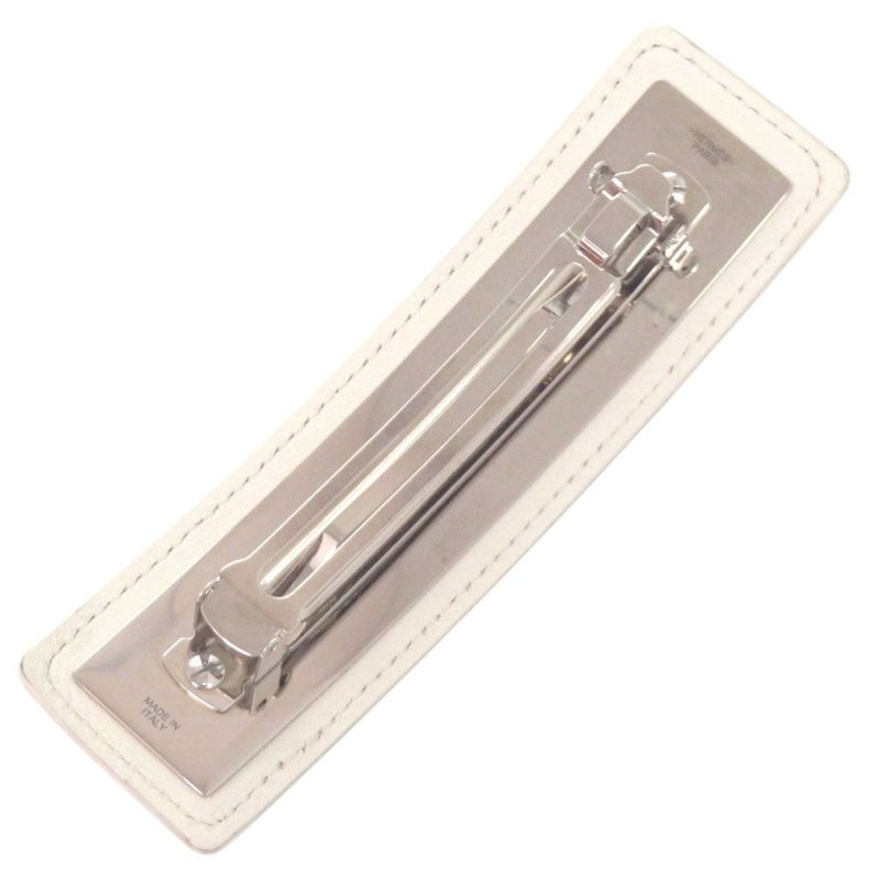 Hermes Manufacture de Boucleries Silver Leather Rouge Red Hair Clip