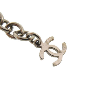 Chanel CC Logo Lace Faux Pearl Stone Resin Necklace Silver Black