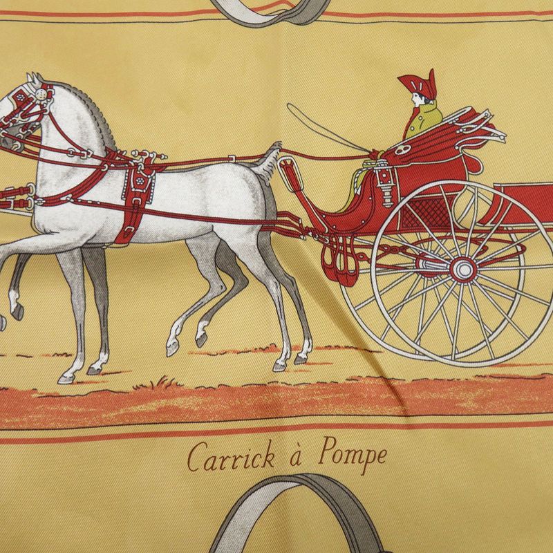 Hermes Carre 70 Flying Carre Carrick a Pompe White Brown Red Scarf