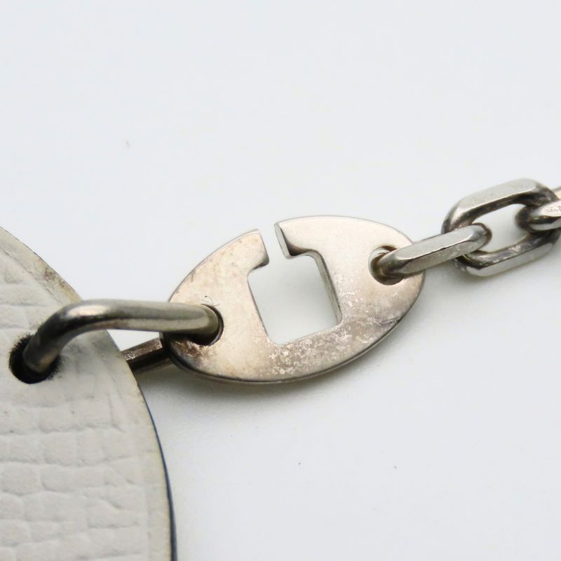 Hermes Bag Charm Panda Animal Leather White Black