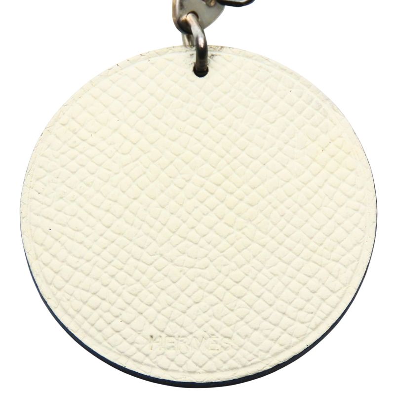 Hermes Bag Charm Panda Animal Leather White Black